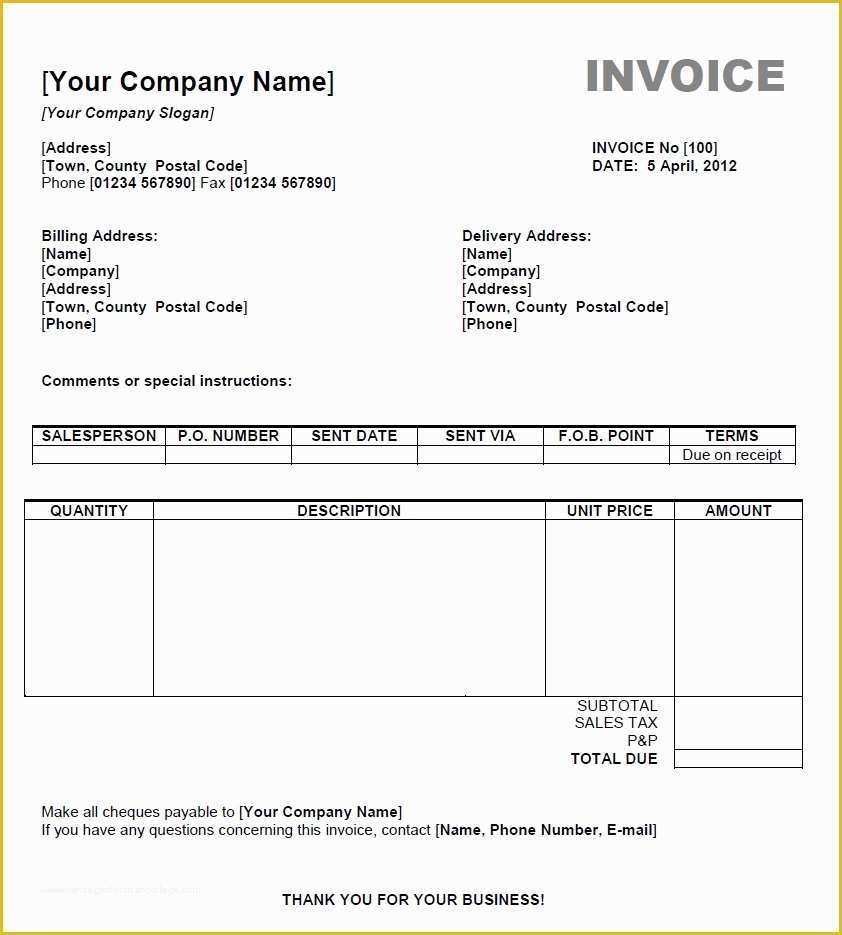 Free Word Templates for Mac Of Word Invoice Template Mac
