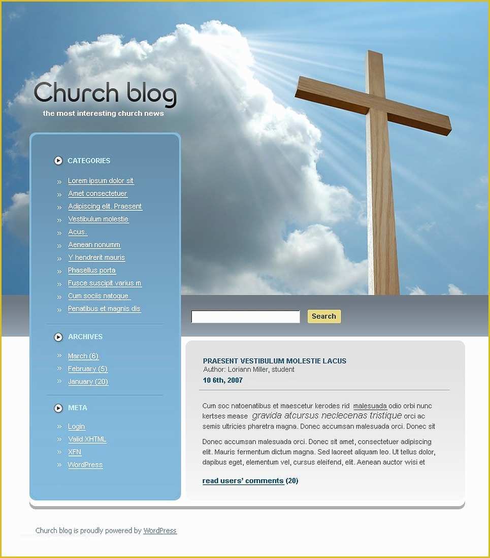 Free Wordpress Church Templates Of Christian Wordpress theme