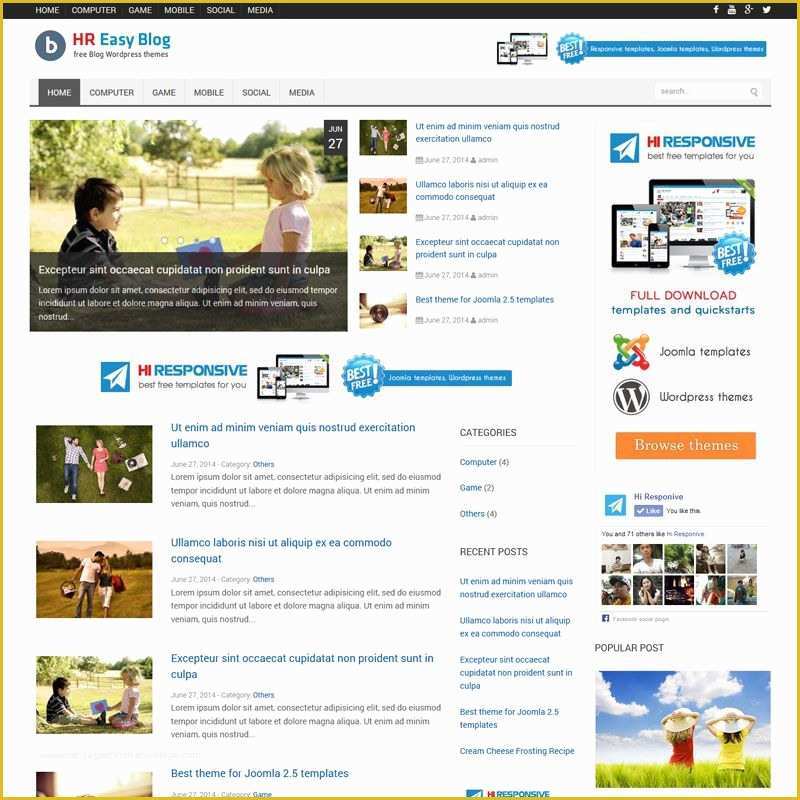 Free Wordpress Website Templates Of Hr Easy Blog – Best Free Responsive Website Templates