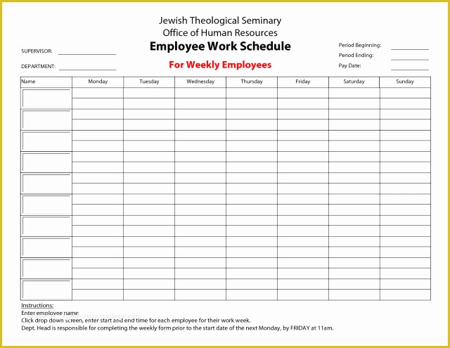 Free Work Calendar Template Of Free Printable Weekly Work Schedule Template Excel Template