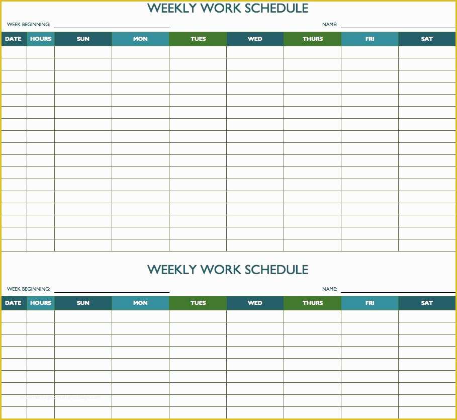 Free Work Calendar Template Of Free Weekly Schedule Templates for Excel Smartsheet