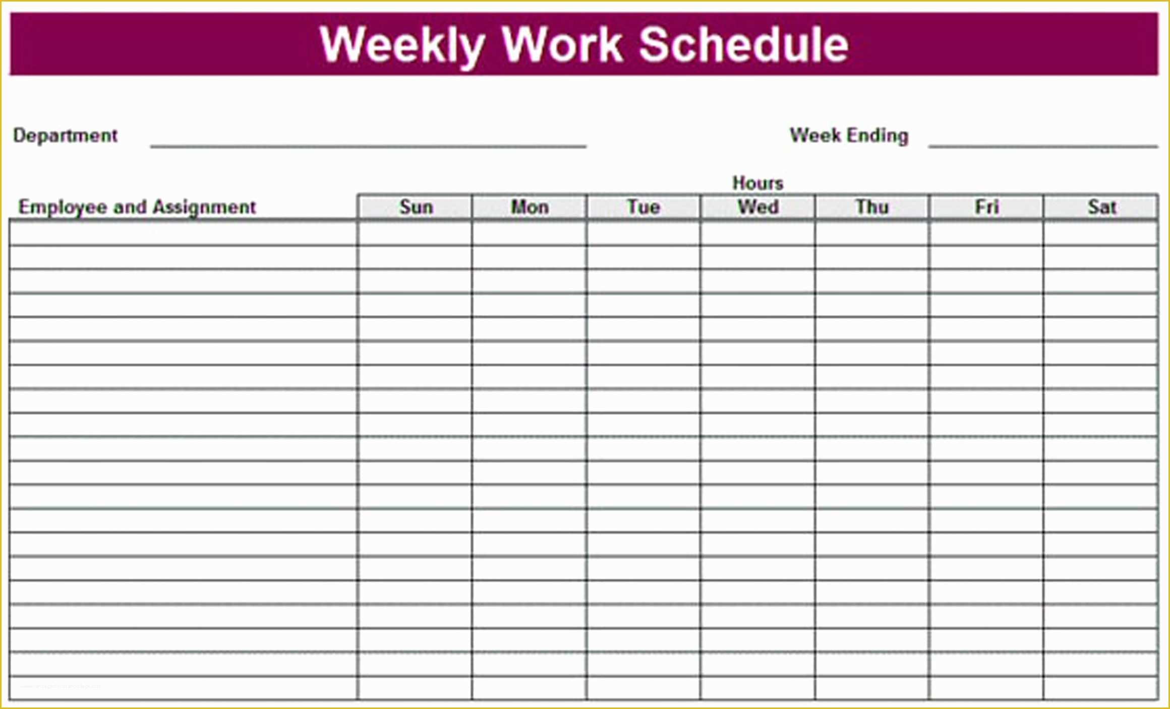 Free Work Calendar Template Of Printable Weekly Schedule Template & Excel Planner