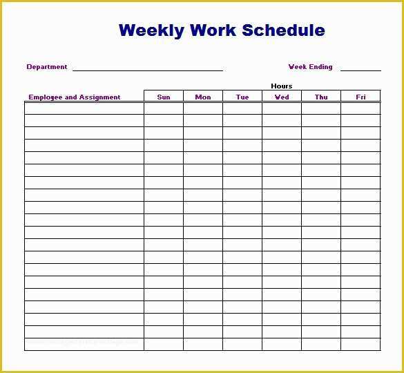 Free Work Calendar Template Of Weekly Work Schedule Template 8 Free Word Excel Pdf