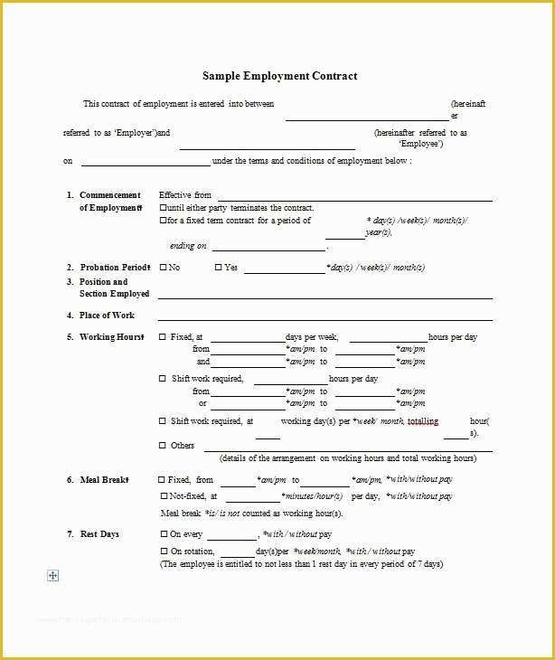 Free Work Contract Template Of 40 Great Contract Templates Employment Construction