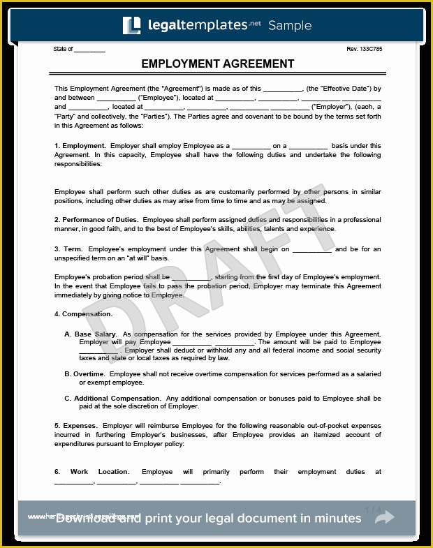 Free Work Contract Template Of Create An Employment Contract In Minutes