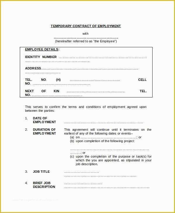 Free Work Contract Template Of Sample Employment Contract forms 11 Free Documents In