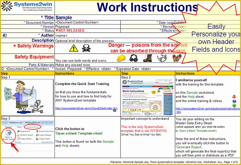Free Work Instruction Template Downloads Of 30 Of Work Instruction Template