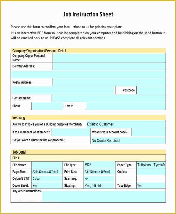 Free Work Instruction Template Downloads Of 9 Instruction Sheet Templates Free Sample Example