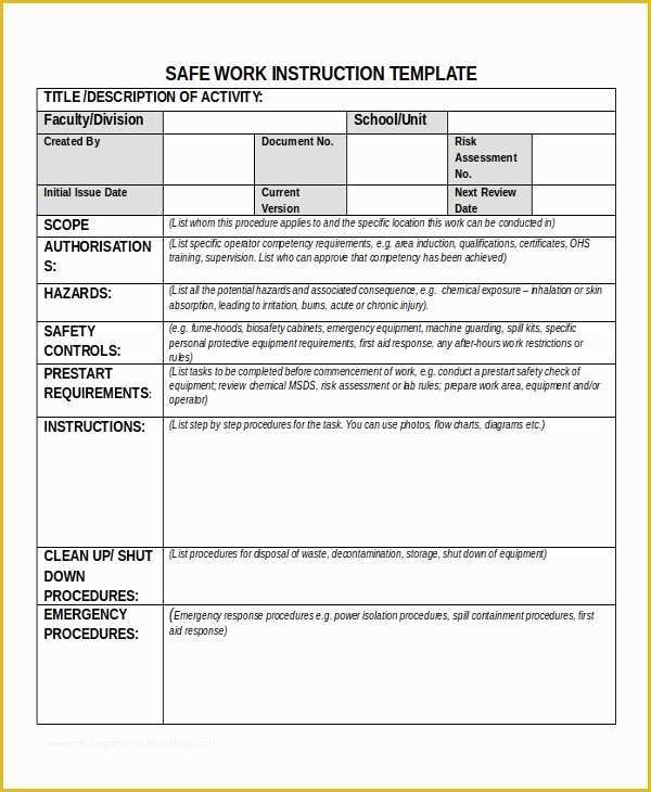Free Work Instruction Template Downloads Of 9 Work Instruction Templates Free Sample Example