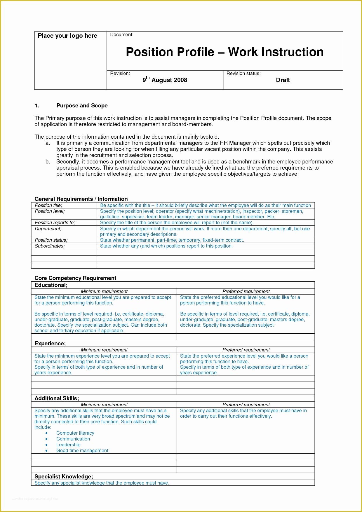 Free Work Instruction Template Downloads Of Free Work Instruction Template Downloads Fine Work