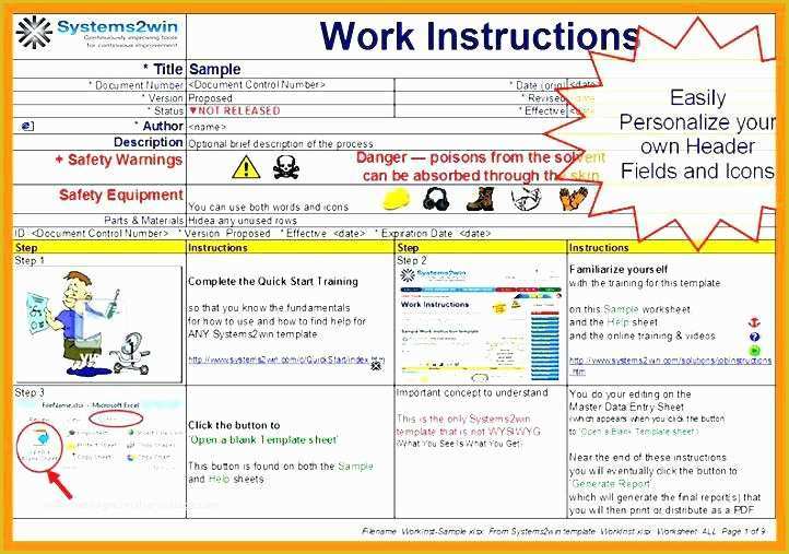 Free Work Instruction Template Downloads Of Work Instruction Template Excel Free Free Checklist ate