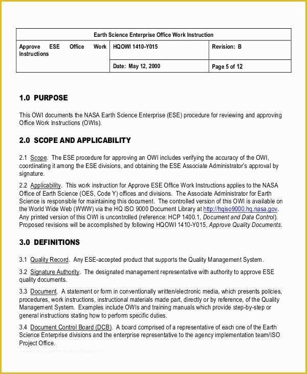 Free Work Instruction Template Downloads Of Work Instruction Template