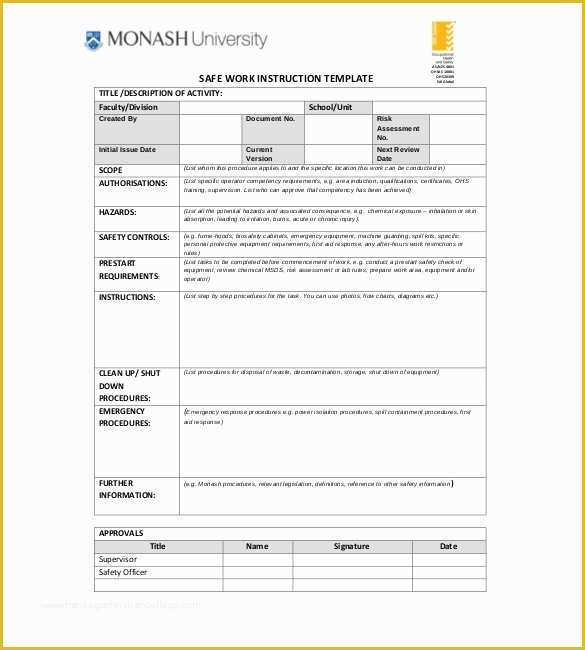 Free Work Instruction Template Downloads Of Work Instruction Template