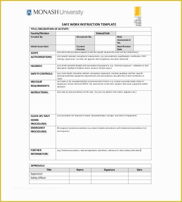 Free Work Instruction Template Downloads Of Work Instruction Template