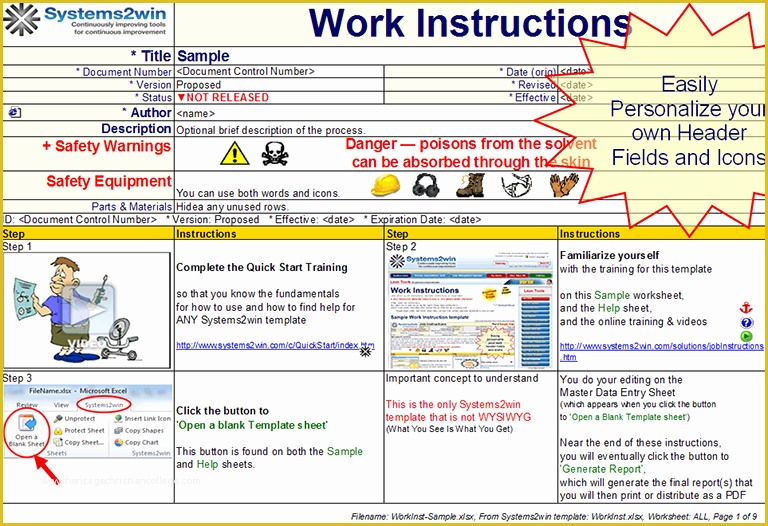 Free Work Instruction Template Downloads Of Work Instruction Template