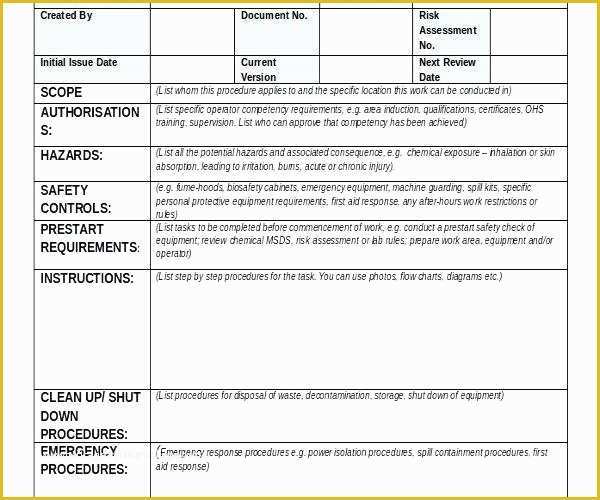 Free Work Instruction Template Downloads Of Work Instruction Template Write Instructions Sheet Example
