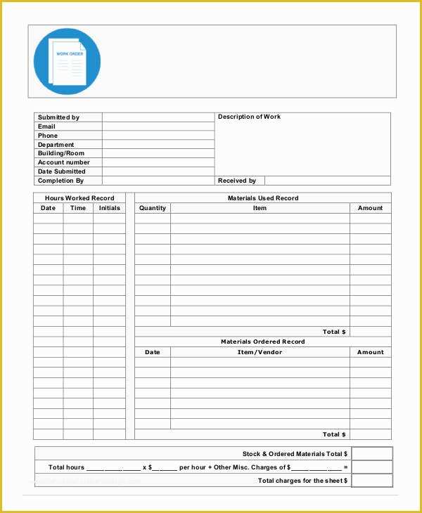 Free Work order Invoice Template Of 9 Work Invoice Template Free Sample Example format