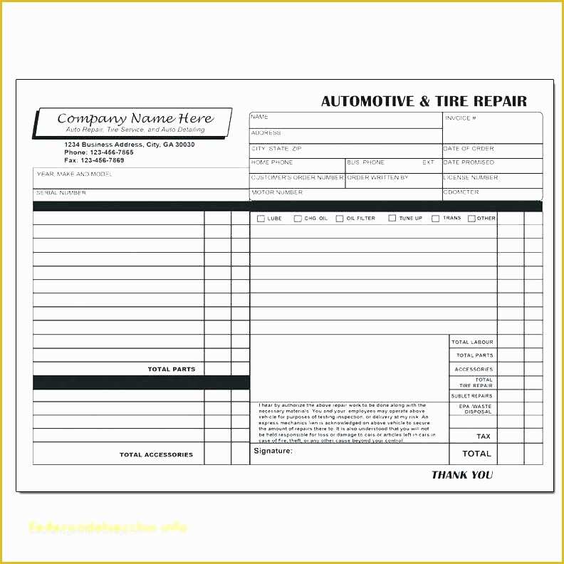 Free Work order Invoice Template Of Download Work order Template for Free Auto Repair Work