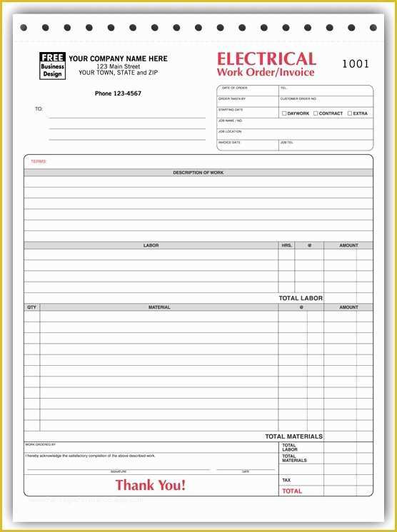 Free Work order Invoice Template Of Electrical Invoice Template Free Invitation Template