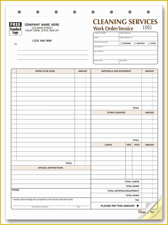 Free Work order Invoice Template Of Free Cleaning Invoice Templates