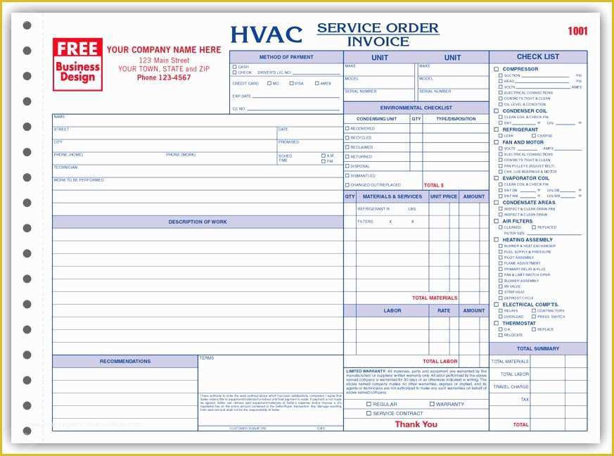 Free Work order Invoice Template Of Hvac Service order Invoice Template