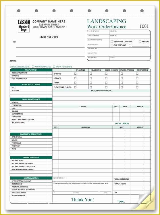 Free Work order Invoice Template Of Landscaping Invoice Template Free