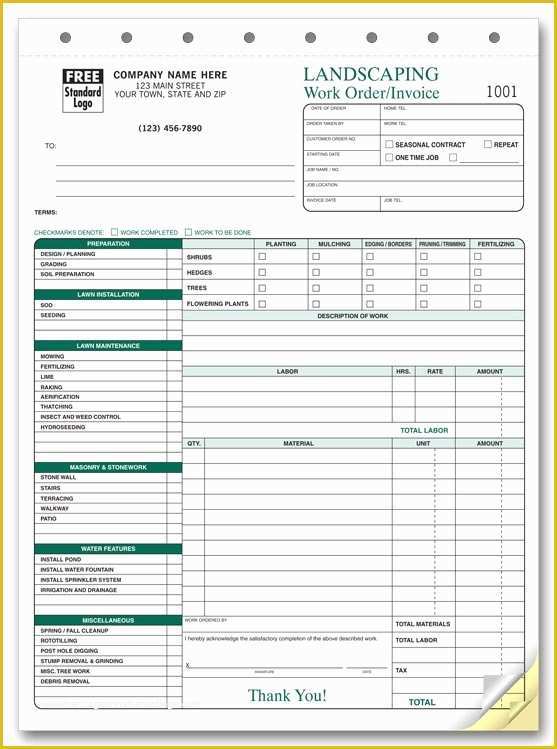 Free Work order Invoice Template Of Landscaping Invoice Template Free