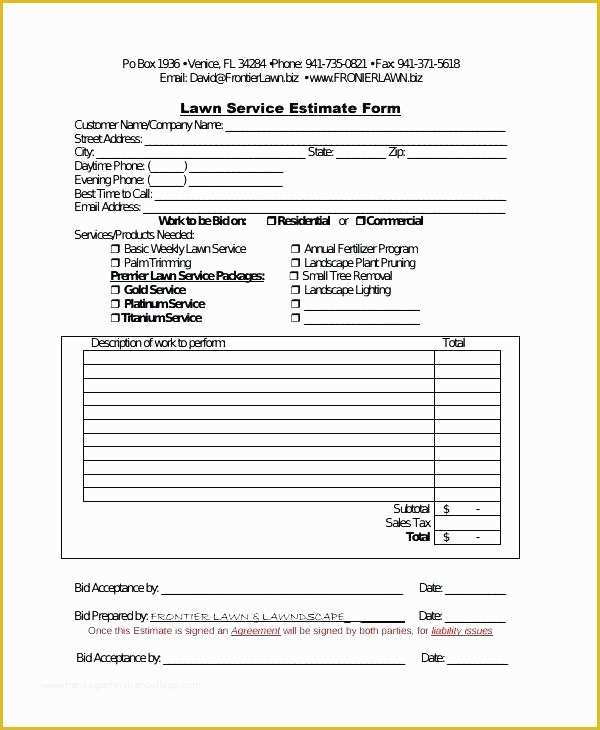 Free Work order Invoice Template Of Luxury Landscaping Estimate form Free Download Template C