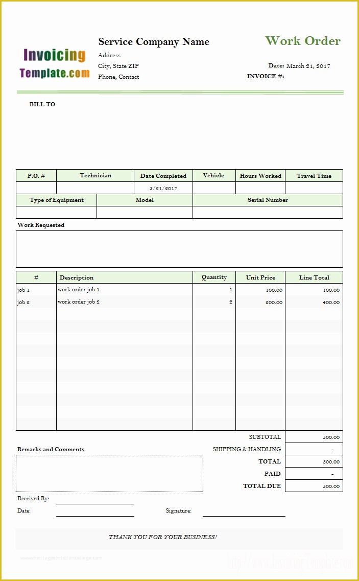 Free Work order Invoice Template Of Work order Invoice Template Free 8 New thoughts About Work