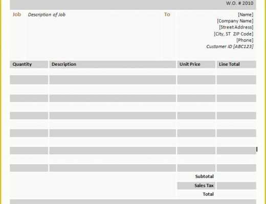 Free Work order Invoice Template Of Work order Invoice Template