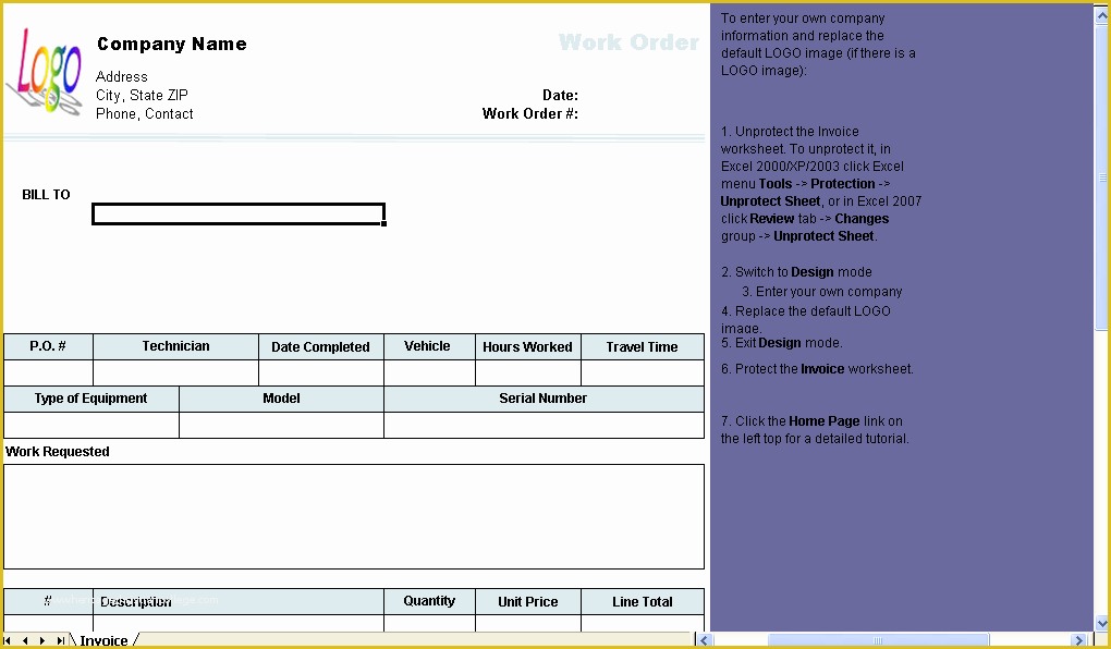 Free Work order Invoice Template Of Work order Template Uniform Invoice software