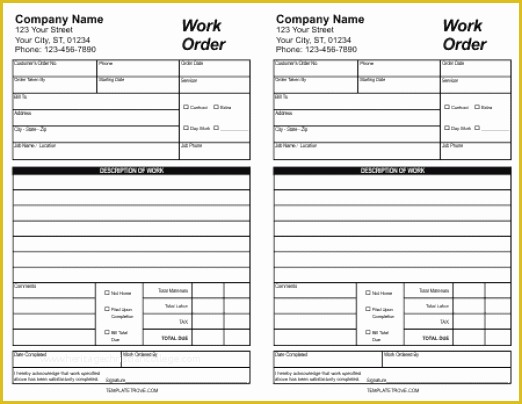 Free Work order Template Word Of 5 Work order Templates Free Sample Templates
