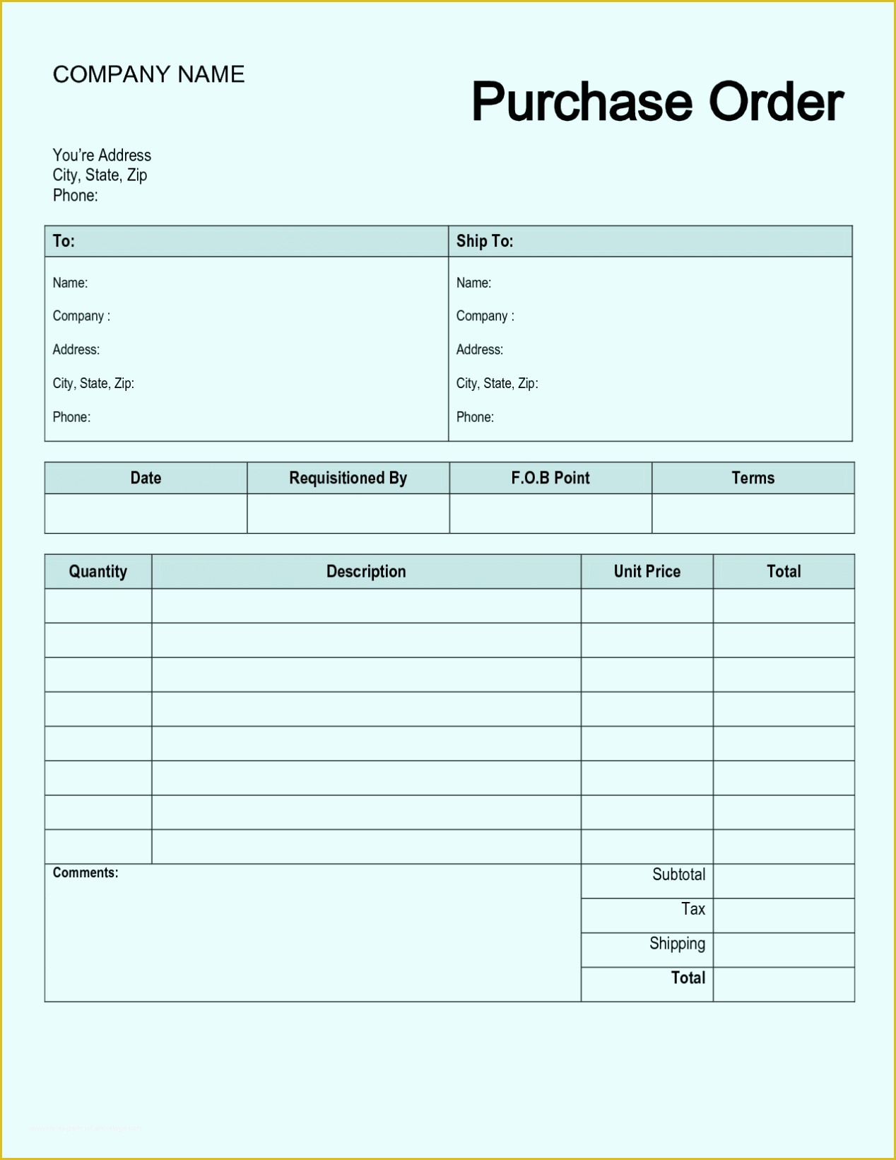 Free Work order Template Word Of Free Purchase order form Template Excel Word Sample