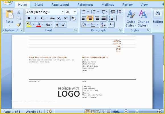Free Work order Template Word Of Free Work order Template for Microsoft Word 2013