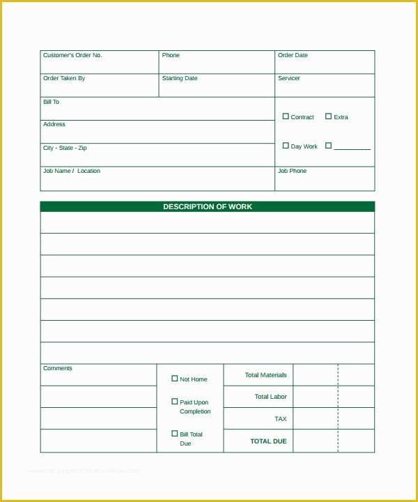Free Work order Template Word Of order form Template 23 Download Free Documents In Pdf