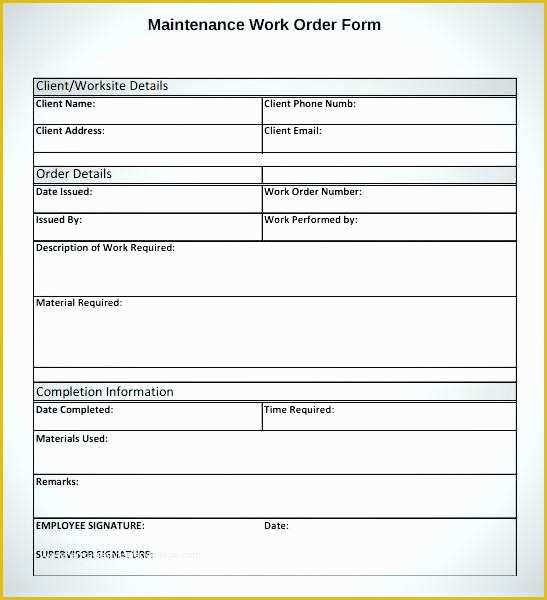 Free Work order Template Word Of Work order Sample for Construction Work – Inntegra