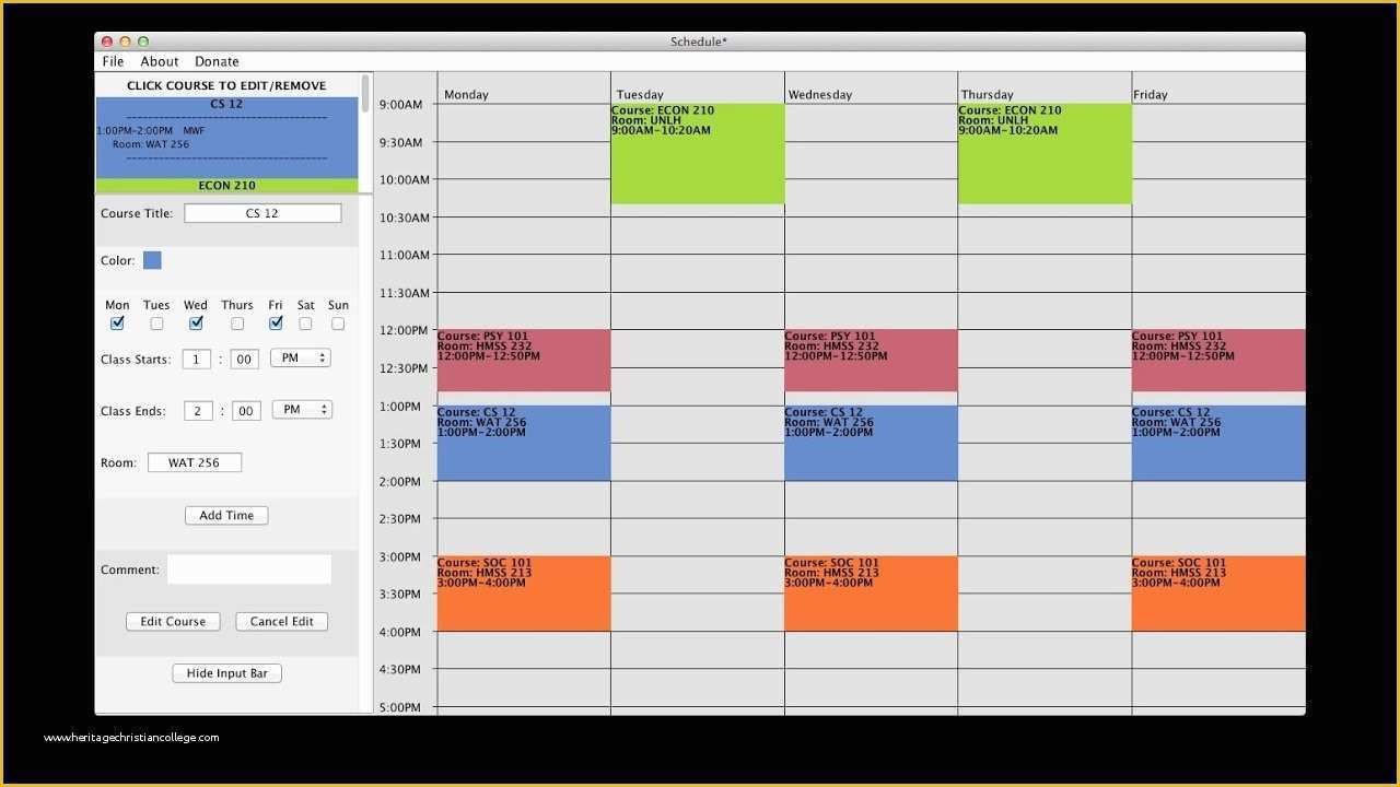 Free Work Schedule Maker Template Of Free College Schedule Maker Builder Link In Description