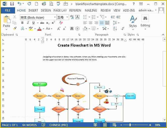 Free Workflow Diagram Template Of Free Flowchart Template Word Process Flow Chart Intended