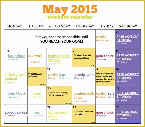 Free Workout Schedule Template Of 10 Sample Workout Calendar Templates to Download