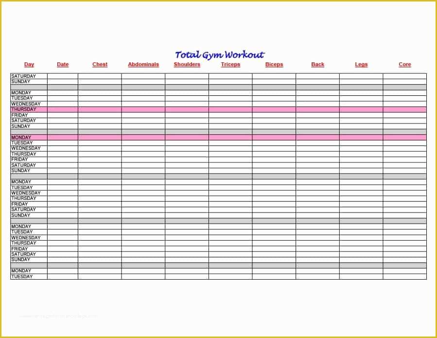 Free Workout Schedule Template Of 40 Effective Workout Log &amp; Calendar Templates Template Lab