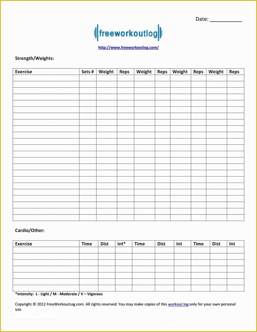 Free Workout Schedule Template Of 40 Effective Workout Log & Calendar Templates Template Lab