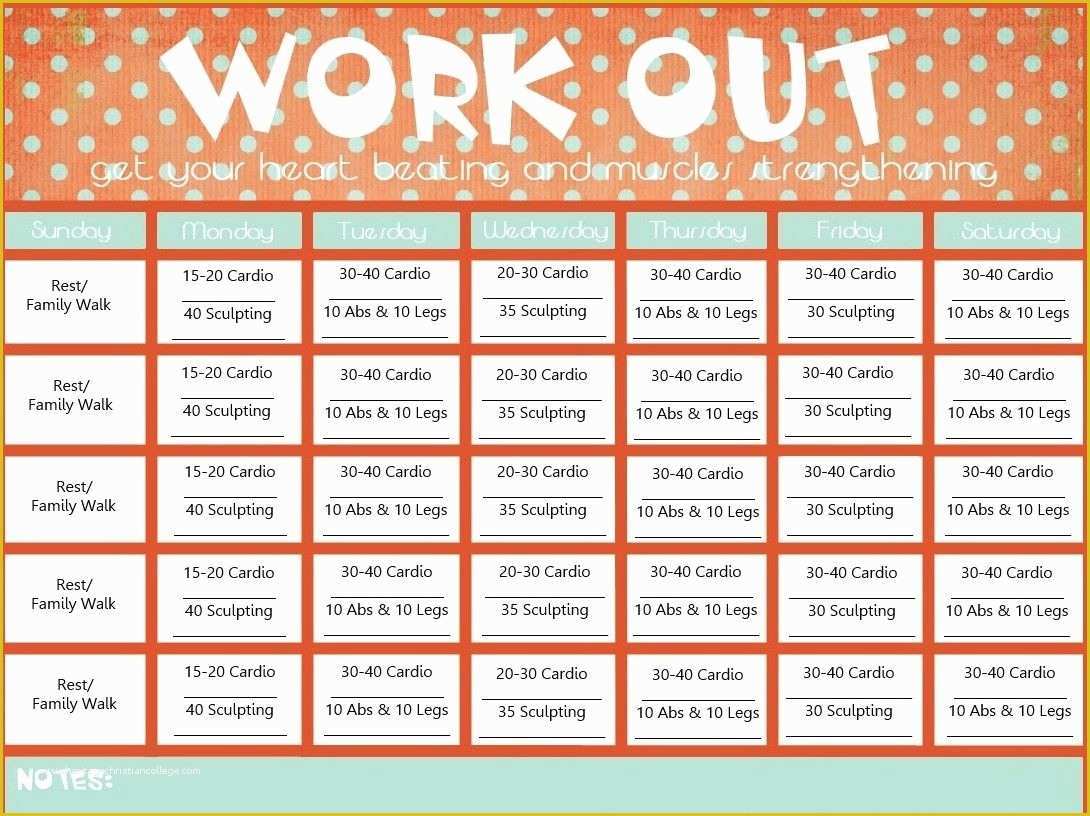 Free Workout Schedule Template Of Blank Printable Workout Calendar ...