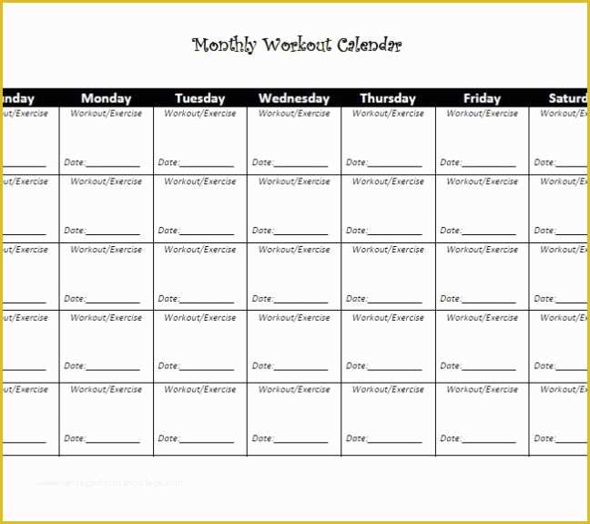 Free Workout Schedule Template Of Printable Workout Schedule for Women