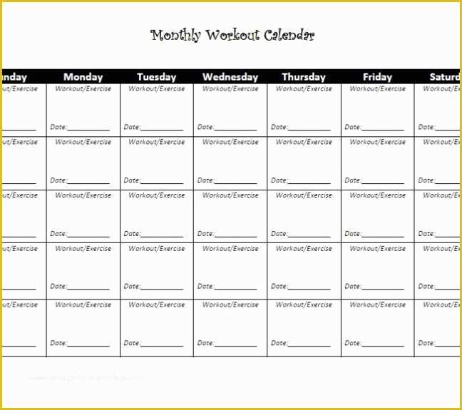 Free Workout Schedule Template Of Printable Workout Schedule for Women