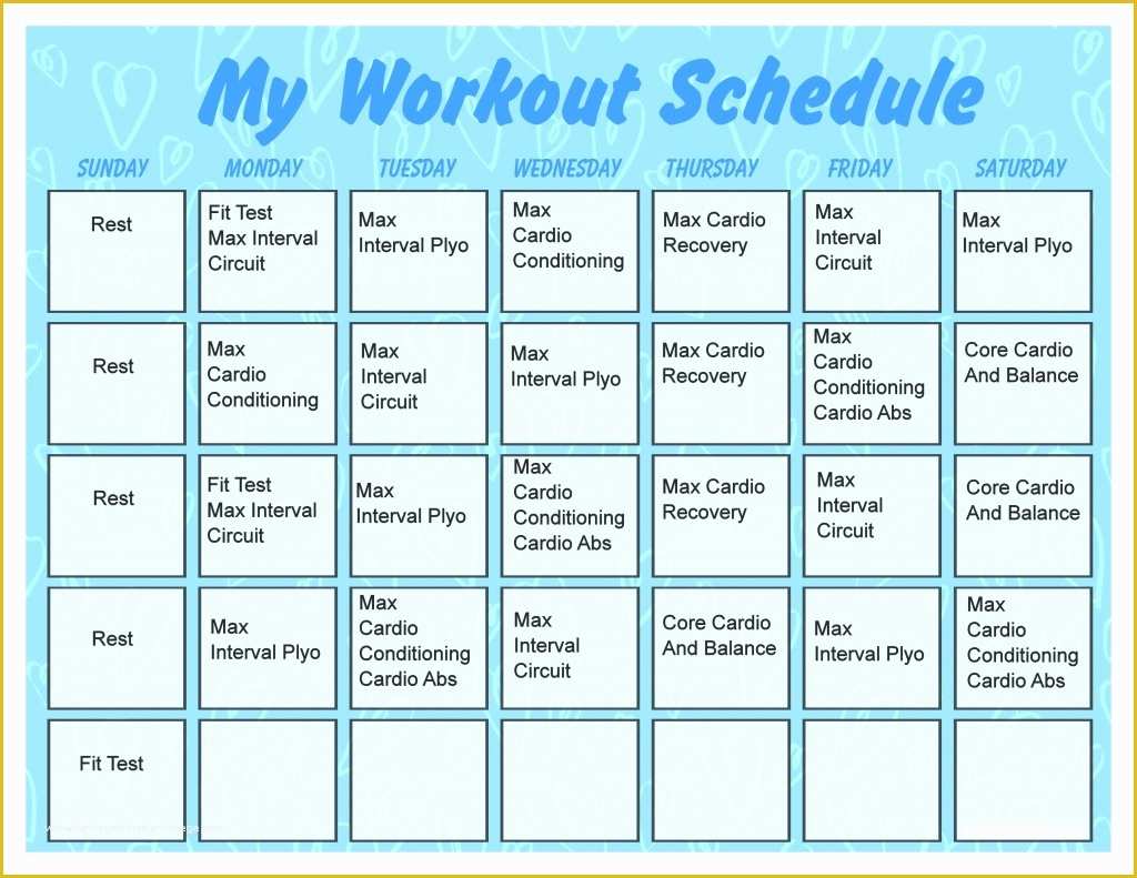 Free Workout Schedule Template Of Printable Workout Schedule Template – Savesa with 10