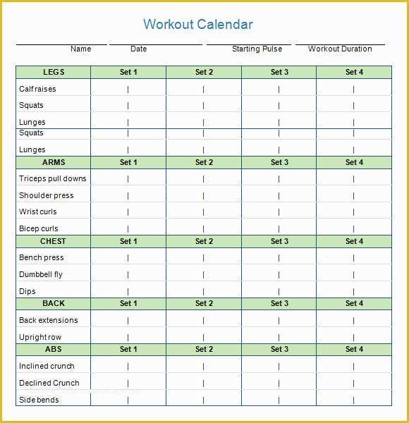 Free Workout Schedule Template Of Workout Calendar Templates 10 Download Documents In Pdf