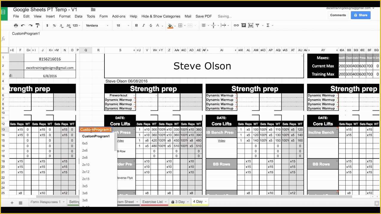 Free Workout Templates for Personal Trainers Of 1 Save to Pdf with Google Sheets Personal Training