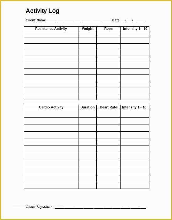 Free Workout Templates for Personal Trainers Of Personal Workout Log Template