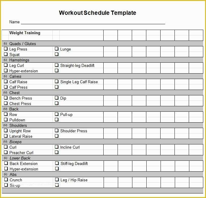Free Workout Templates for Personal Trainers Of Workout Schedule Template 10 Free Word Excel Pdf