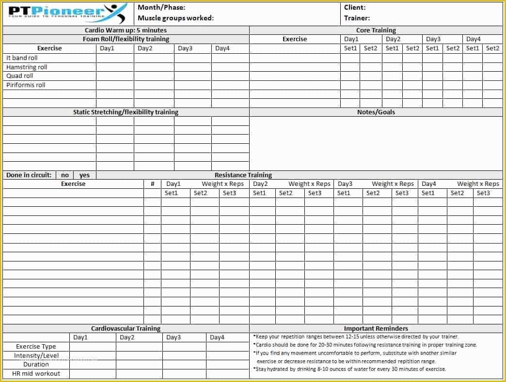 Free Workout Templates for Personal Trainers Of Workout Schedule Template Your Clients Will Love You